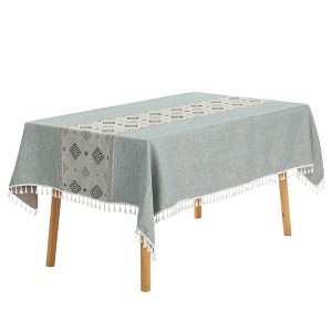 Unique Bargains Rustic Cotton Linen Waterproof Dinner Party Christmas Table Cover 1 Pc - 1 of 4