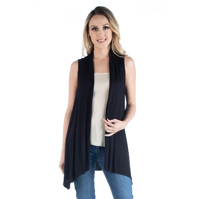 24seven Comfort Apparel Draped Open Front Cardigan Vest