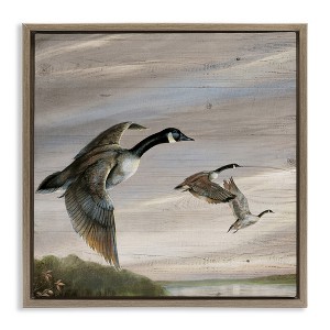 Stupell Industries Flying Geese over Rustic Floating Frame Canvas Art - 1 of 4