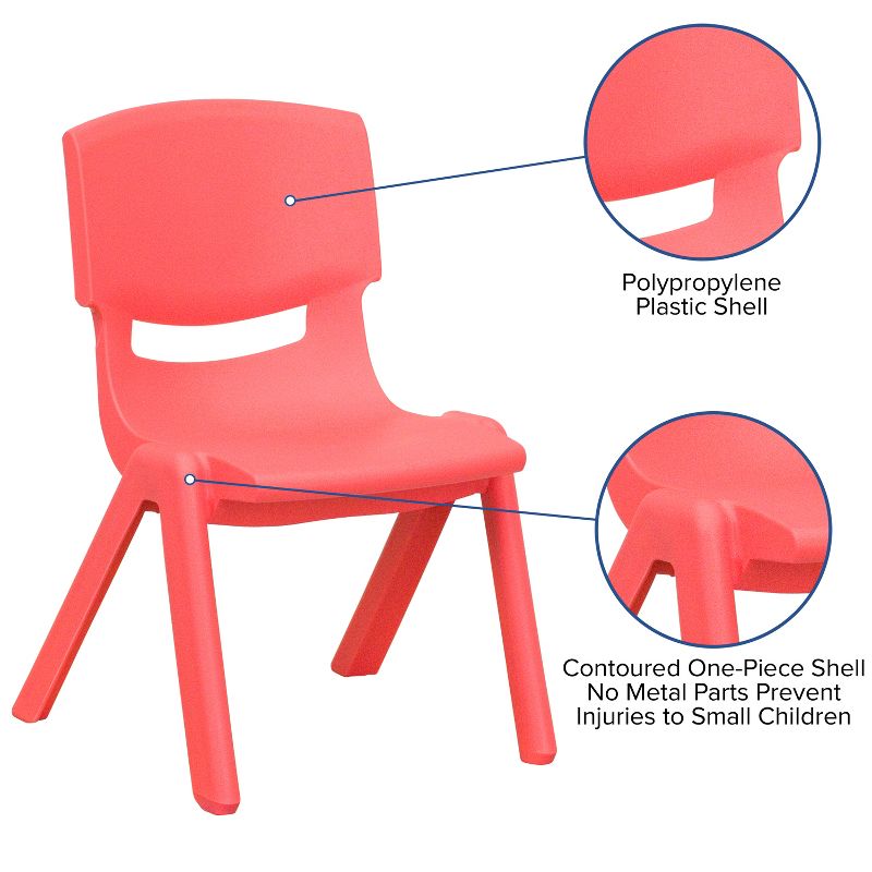 Flash Furniture 4 Pack Plastic Stackable School Chairs with 10.5" Seat Height, 3 of 11
