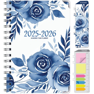 Global Printed Products Hardcover AY 2025-2026 Fashion Planner - 5.5"x8" (Blue Bloom)