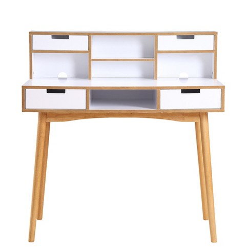 Oslo Deluxe Desk With Hutch White Light Oak Johar Furniture Target