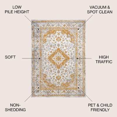 Indhira Orange and Cream Medallion 4' x 6' Area Rug