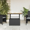 vidaXL Patio Table Black 35.4 In.x21.7 In.x28 In. Poly Rattan and Acacia Wood - 3 of 4