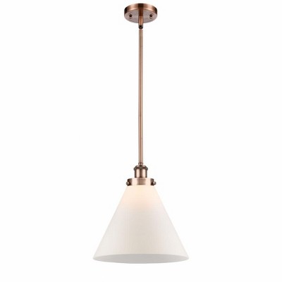 Cone - 1 Light Stem Hung Mini Pendant In Industrial Style-10 Inches Tall and 12 Inches Wide
