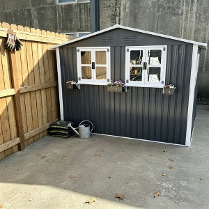 GDFStudio Argos 6x9FT Outdoor Metal Storage Shed with 2 Clear