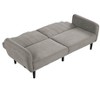 Contemporary Converts to Bed Gray 1pc Futon Sofa Channeled Tufted Back Soft Track Arm Couch W USB - 2 of 4