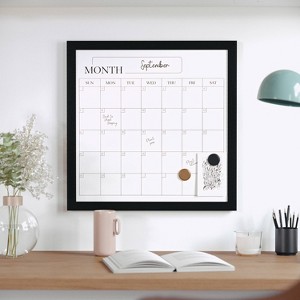 Martha Stewart Magnetic Monthly Calendar Dry Erase Board with Woodgrain Frame Black: Office Desk Organization & Drawer Set - 1 of 4