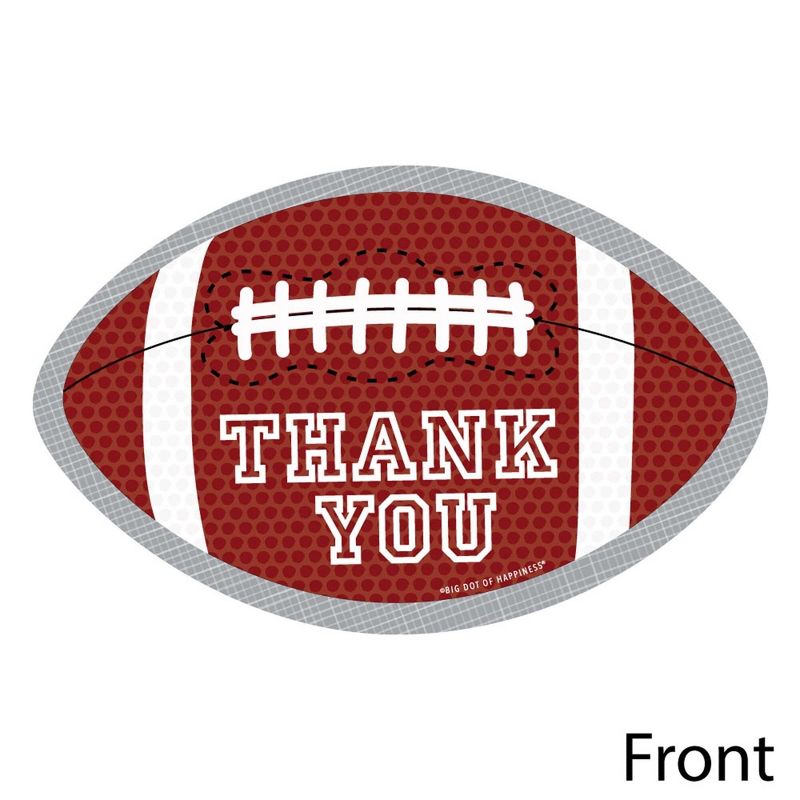 Big Dot of Happiness End Zone - Football - Shaped Thank You Cards - Baby Shower or Birthday Party Thank You Note Cards with Envelopes - Set of 12, 3 of 8
