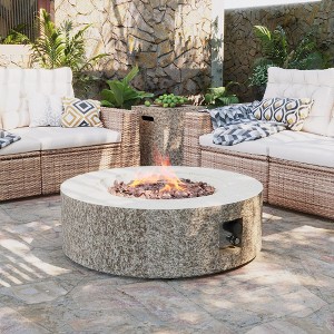 42/56 inch Outdoor Magnesium Oxide Fire Pit Table Propane for Outside Patio with Tank Cover - 1 of 4