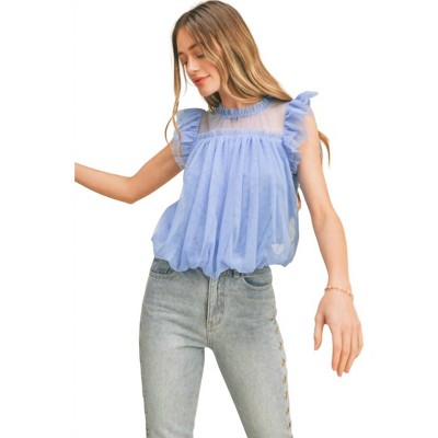 Women's Ruffle Detail Bubble Top - &merci