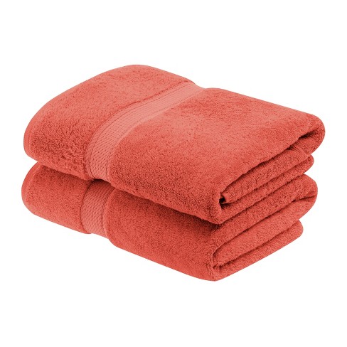 Solid Luxury Premium Cotton 900 GSM Highly Absorbent 2 Piece Bath Towel  Set, Coral by Blue Nile Mills