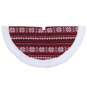 Northlight 20" Gray and Red Snowflakes Lodge Mini Christmas Tree Skirt With High Pile Fleece Trim - 1 of 3