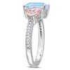 EVERLY JEWELRY | Sterling Silver 2 5/8 CT TGW Sky Blue Topaz and Morganite with 1/10 CT TW Diamond 2-Stone Toi et Moi Ring - 2 of 4