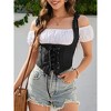 Women Costume Fake Two Piece Strappy Vintage Corset Vest Pirate Medieval Viking Steampunk Gothic Tank Top - 3 of 4