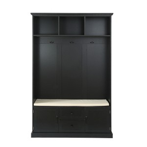 TIRAMISUBEST Black Hall Tree with 3 Hooks - The Ultimate Entryway Organizer for Storage - 1 of 4