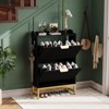 Fluted Shoe Cabinet with 2 Flip Drawers - Slim Modern Shoes Rack with Sturdy Metal Legs, Freestanding Hidden Storage Organizer - 4 of 4