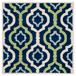 Dark Blue Abstract Tufted Square Accent Rug - (3