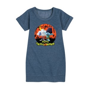 - Trolls - Happy Trolloween Branch and Cloud Guy Graphic Short Sleeve Fleece Dress - 1 of 4