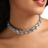 SOHI Women's Crystal Silver Party Choker Necklace - 4 of 4