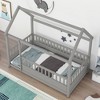 AZL1 Life Concept Beds Wooden House Floor Bed, Whimsical Twin Size Sleep and Play Space with Protective Guardrails, Grey, 79.53"*44.76"*66.26" - 2 of 4