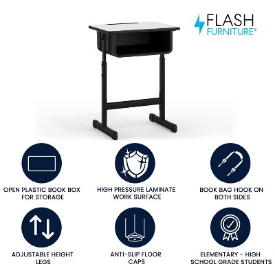 Adjustable Black and Gray Steel Student Desk