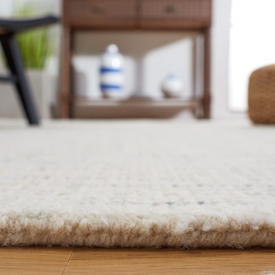 Ivory & Light Grey Handmade Wool Abstract Rug 4' x 6'