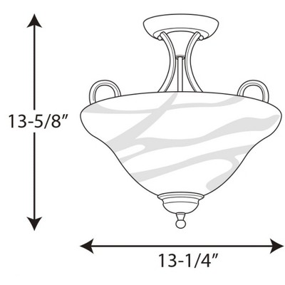 Brushed Nickel Semi-Flush Light with Alabaster Glass Shade