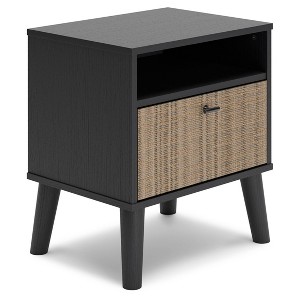 Charlang Nightstand Black/Gray/Beige - Signature Design by Ashley: Mid-Century Modern Bedside Table with Storage & Metal Glides - 1 of 4