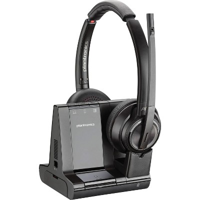 Plantronics Savi 8220 Office - Stereo Standard Wireless Bluetooth / DECT 6.0 Dual-Ear (Stereo) Headset - Black