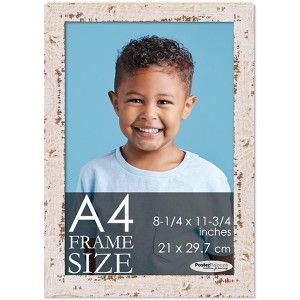 PosterPalooza | Photo Size Shabby Chic White Picture Frame - UV Acrylic, Foam Board Backing, Hanging Hardware - 1 of 4