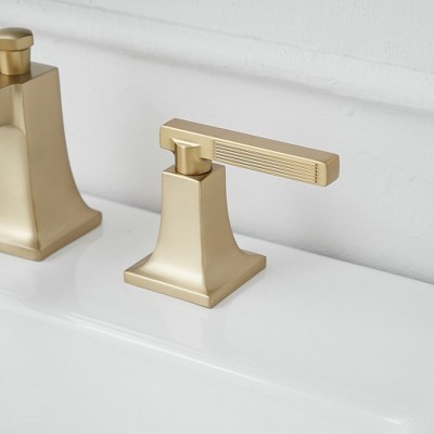 Brushed Gold 2-Handle Widespread Bathroom Faucet with Drain Assembly