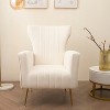 TiramisuBest Modern Velvet Desk Chair ,Metal Legs Upholstered Accent Arm Chair for Living Room/Bedroom/Small Spaces/Home Office,Grey - 2 of 4