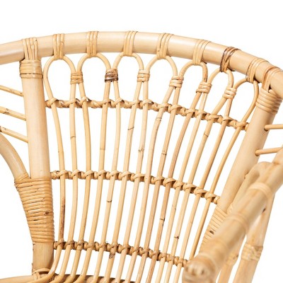 Bohemian Bali Low Slat Rattan and Cane Brown Arm Chair