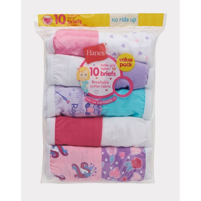 Hanes Toddler Girls' 10pk Cotton Briefs, 2 of 4
