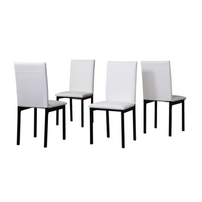 NicBex Set of 4 Dining Chair Faux Leather Upholstered Metal Legs Side Chair Dining Room Furniture