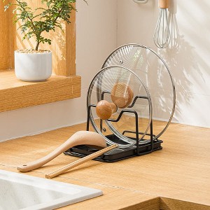 Pot Lid Holder and Spoon Rest with Drip Tray for Pot Lids, Countertop Storage, Cutting Board Rack for Spatula Spoon Pot Cover Chopping Board - 1 of 4