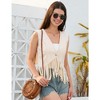Whizmax Tassel Demin Vest  For Women Sleeveless Cowboy Stitching Color Blocking 70s Hippie Singal Button Crop Outwear Vests - 4 of 4