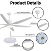 Modern 66" 6-Blade Ceiling Fan with LED Light, Remote Control, 6 Speeds, Reversible DC Motor, for Living Room & Commercial Spaces - 3 of 4