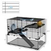 31'' Hamster Cage with Glass Bottom Three Tiers Ramps Platforms Exercise Wheel and Accessories for Hamsters - LAOTIES - 3 of 4