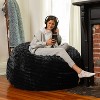 Jaxx Saxx 4ft - Large Round Bean Bag for Adults - Made in the USA - Luxuriously Soft Plush Faux Fur, Black - 2 of 4
