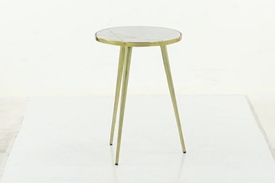 Elegant Round Marble Top Accent Table with Gold Metal Tripod Base