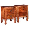 vidaXL 2X Acacia Wood Nightstands-Brown Vintage Bedside Tables w/Drawers, Handmade Bedroom Furniture, Solid Wood End Tables - 4 of 4