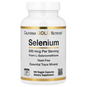 Selenium, L-Selenomethionine, Essential Mineral Antioxidant Support, Yeast-Free, 200 mcg, 180 Veggie Capsules - 1 of 4