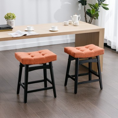 Set Of 2 Counter Height Bar Stools With Wooden Legs Orange   GUEST D300d9ad C439 4e39 B0c2 8c0a163c28b0