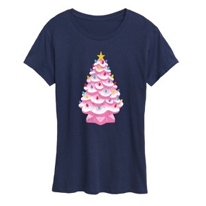 Women's - Instant Message - Retro Pink Christmas Tree Short Sleeve Graphic T-Shirt - 1 of 4