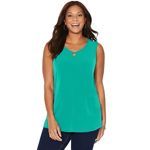 Catherines Women's Plus Size Petite Crisscross Timeless Tank - 1 of 4