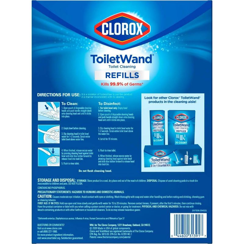 Clorox ToiletWand Disinfecting Refills Disposable Wand Heads - Rainforest Rush - 20ct, 4 of 9