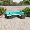 vidaXL Outdoor 7-Piece Patio Sofa Set with Cushions – Black PE Rattan Modular Garden Furniture for Terrace, Backyard, Deck - 2 of 4