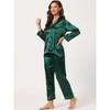 Allegra K Women's Satin Button Down Sleepshirt with Pants Sleepwear Pajama Set - 3 of 4
